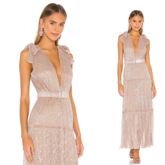 Sabina Musayev Dresses & Skirts - REVOLVE x Sabina Musayev Helena Metallic Tiered Maxi Dress in Rose
